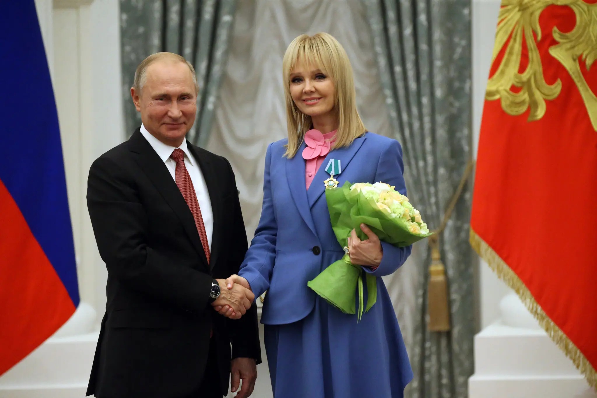 Пан Путін та Валерія під час церемонії вручення державних нагород у Кремлі в Москві, 2018 рік.